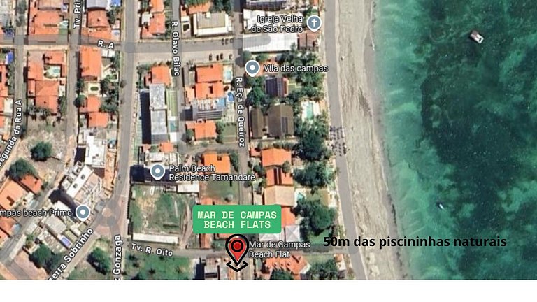 Apto DELUX Carneiros frete Mar 50m Praia #109