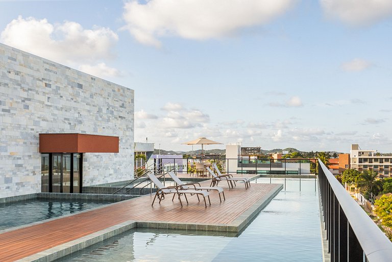 Luxo50m praia Carneiros varanda frente mar #209