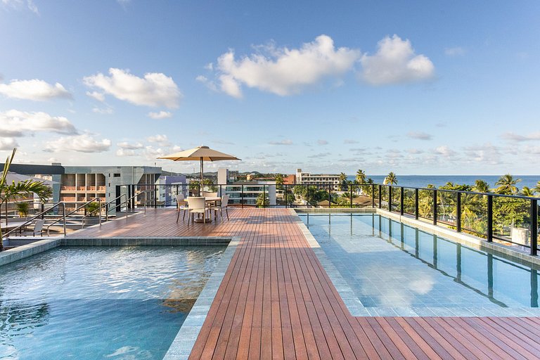 Luxo50m praia Carneiros varanda frente mar #209