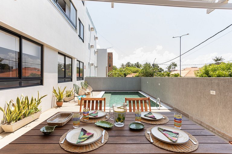 Centro 3quartos luxo, piscina priv 200m praias #01